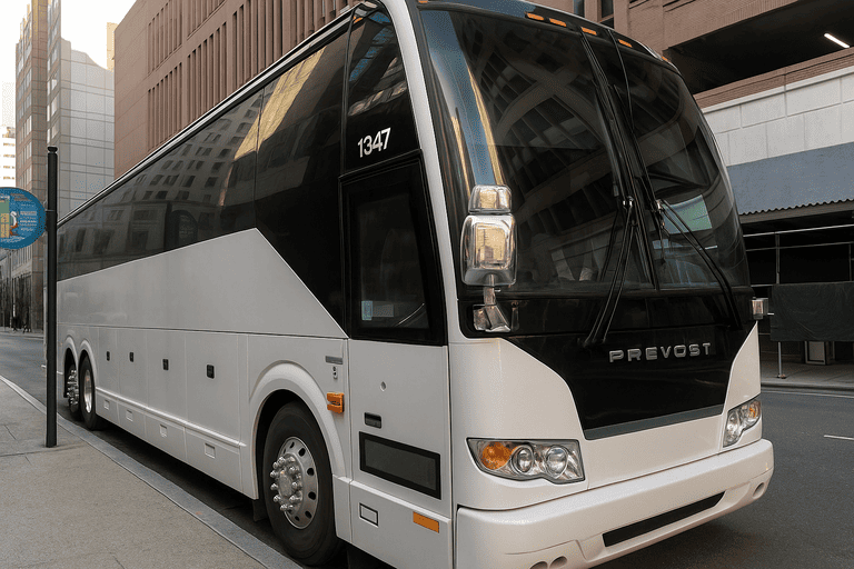 a Frisco Minibus Company coach bus