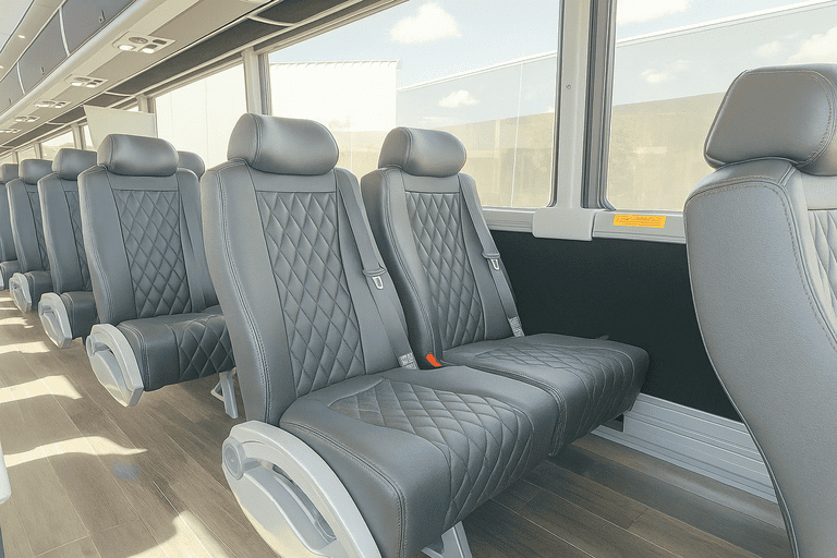 interior of Frisco Minibus Company charter bus