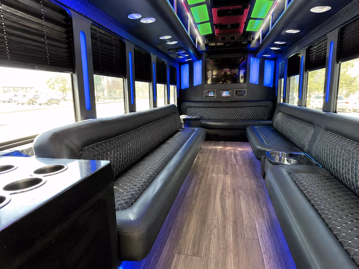 frisco 15 passenger party bus inside