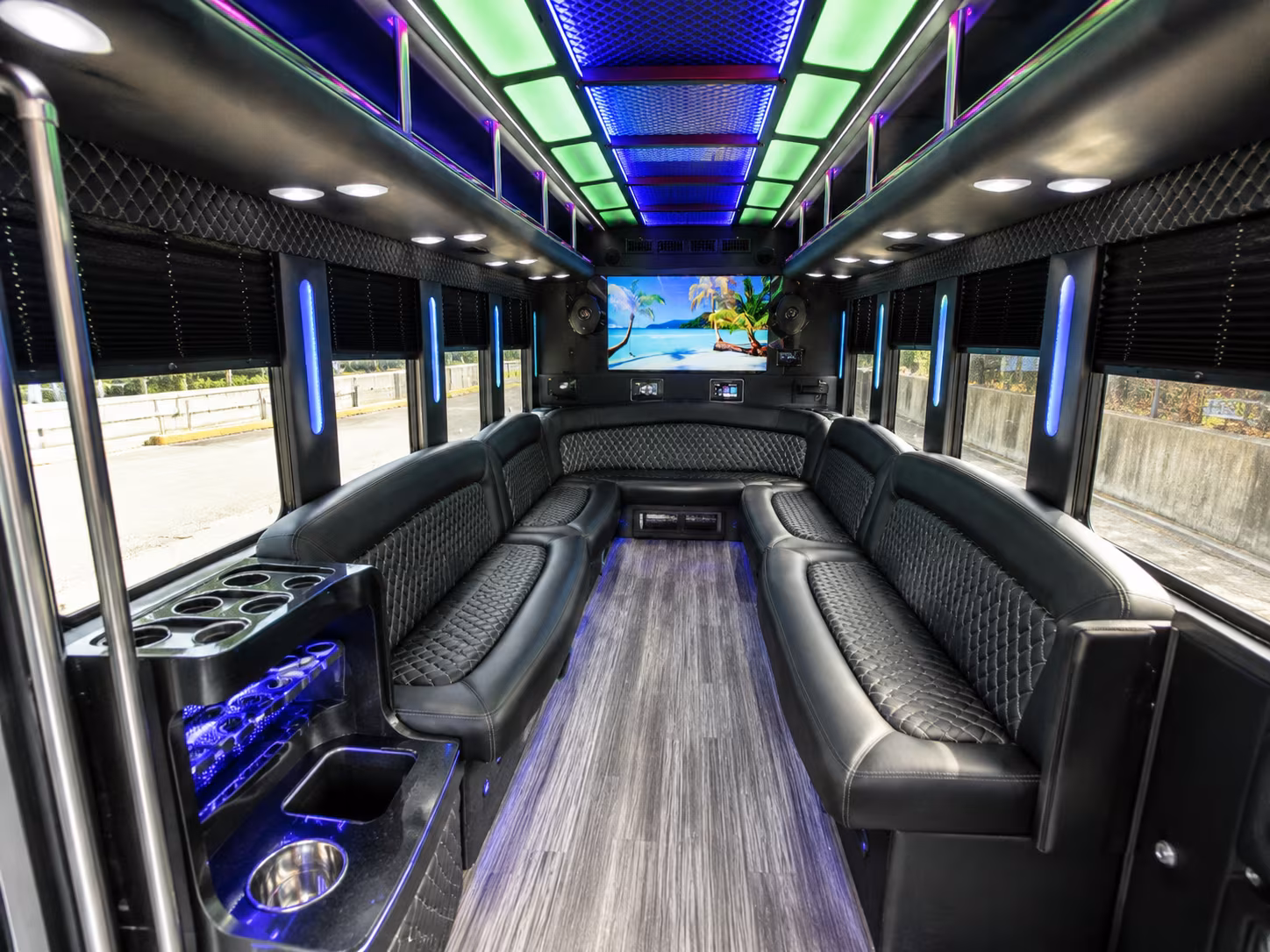 frisco 18 passenger party bus inside