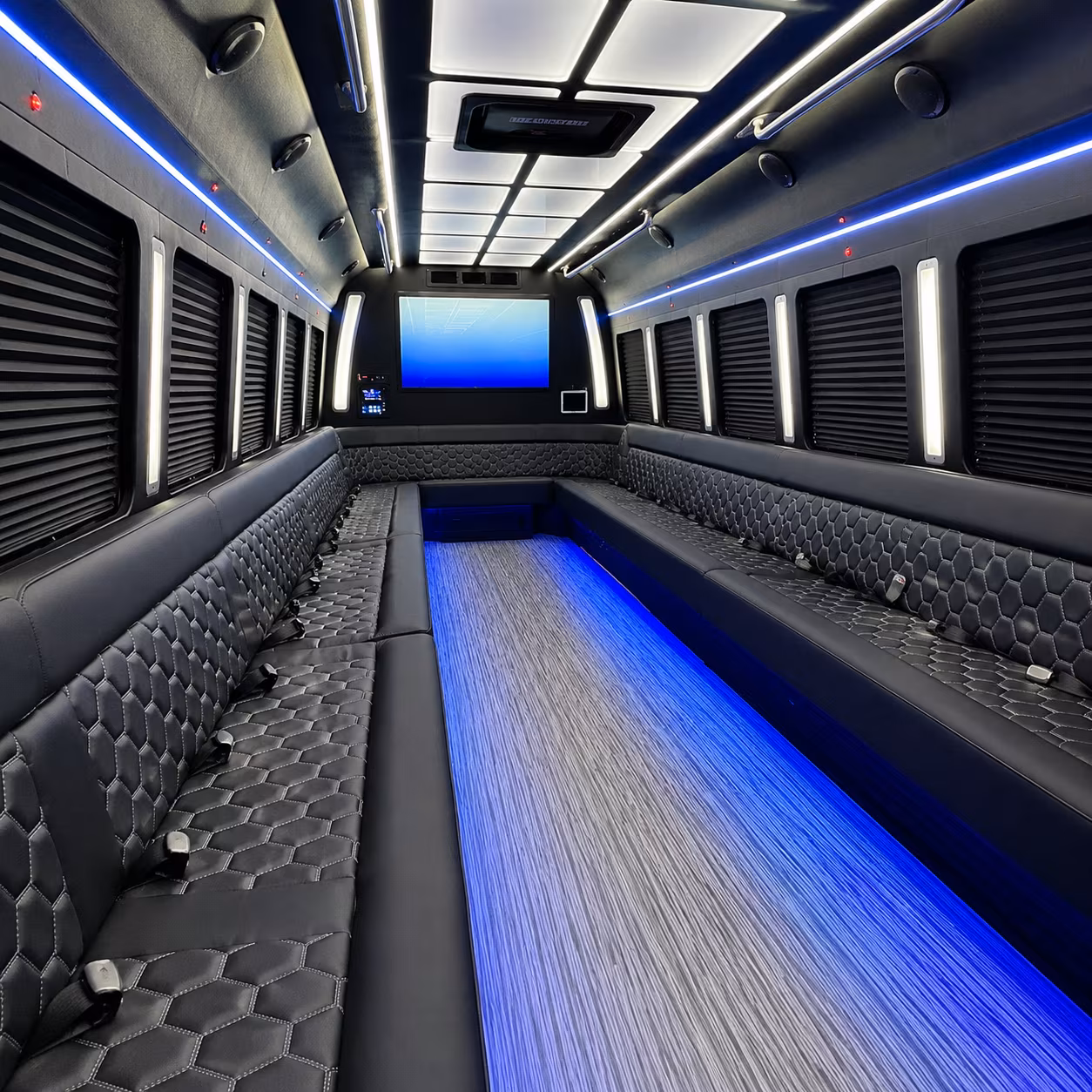 frisco 50 passenger party bus inside